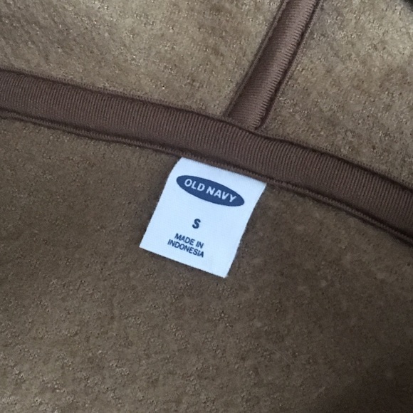Old Navy brown tan Sherpa teddy hoodie S fuzzy - Picture 4 of 4